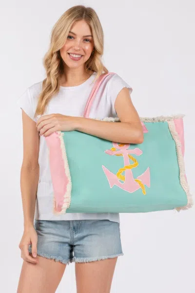 Truedames Women's Embroidered Anchor Patch Fringe Tote Bag In Multi