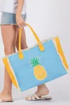 Truedames Women's Embroidered Anchor Patch Fringe Tote Bag In Yellow