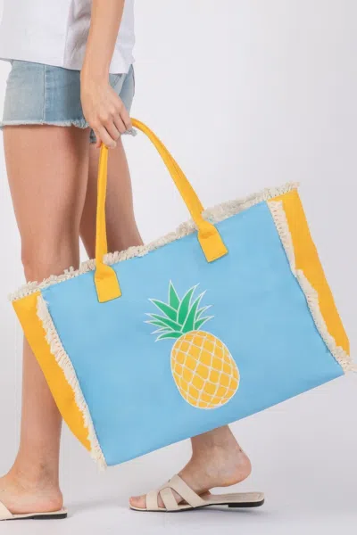 Truedames Women's Embroidered Anchor Patch Fringe Tote Bag In Yellow