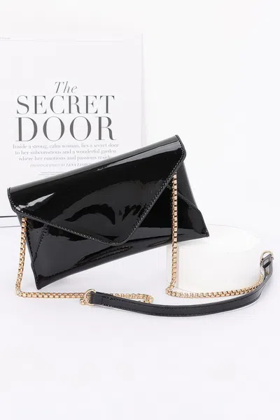 Truedames Women's Enamel Envelope Clutch In Black