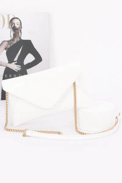 Truedames Women's Enamel Envelope Clutch In White