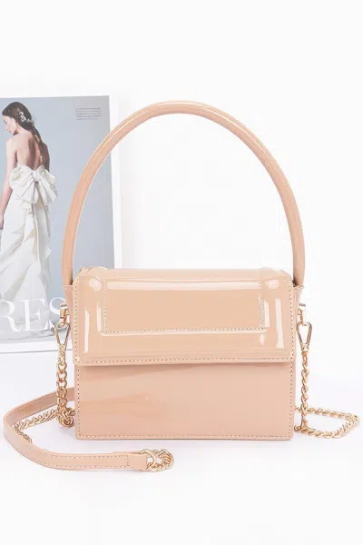 Truedames Women's Enamel Top Handle Flap Bag In Sand