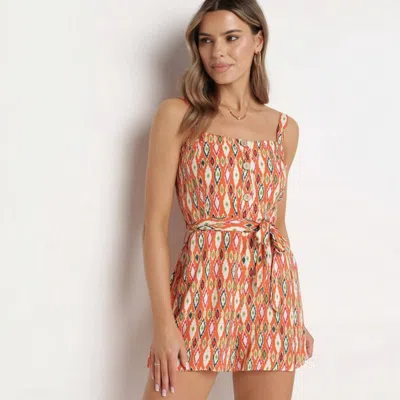 Truedames Women's Fashion Sexy Printed Suspender Short Jumpsuit - Romper In Brown