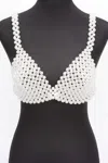 Truedames Women's Faux Pearl Bra Top In White
