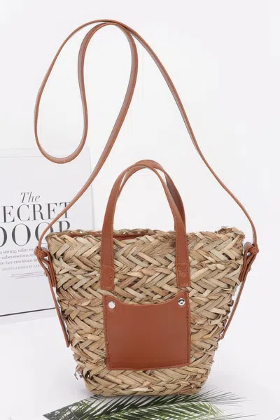 Truedames Women's Faux Straw Small Tote Bag In Brown