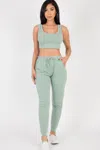 Truedames Women's French Terry Cropped Tank Top & Joggers Set In Multi