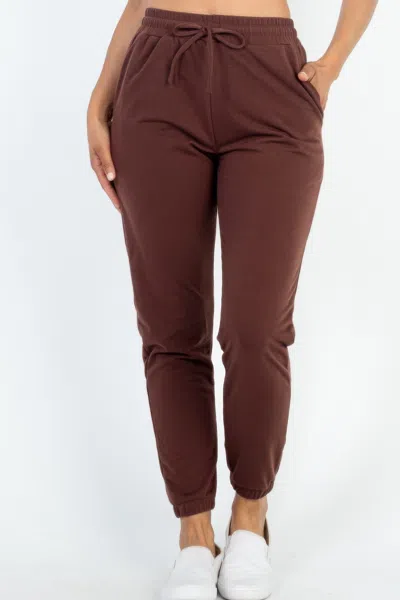 Truedames Women's French Terry Jogger Pants In Brown