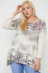 Truedames Women's Geometric/tribal Sublimation Print Tunic Top In Gray