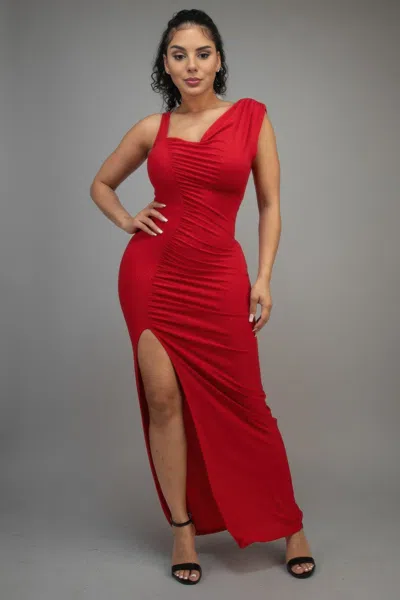 Truedames Women's Glitter Slitted Dress In Red