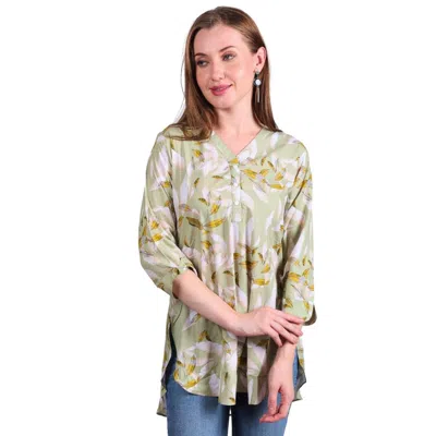 Truedames Women's Green Modal Top Soft Stylish Comfortable Everyday Wear In Multi