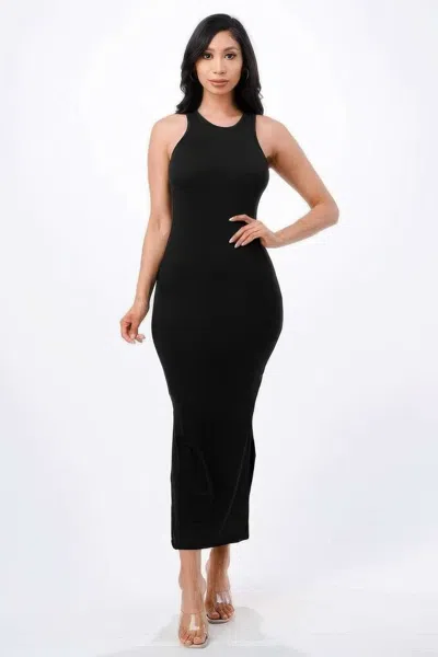 Truedames Women's High Neck Side Slit Max Dress In Black