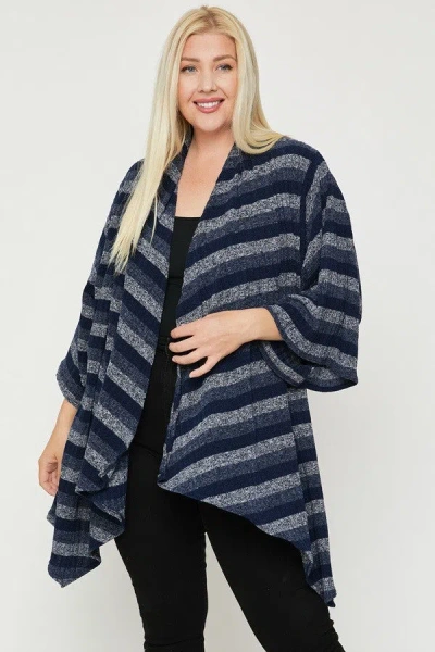 Truedames Women's Kimono Style Striped Cardigan In Blue