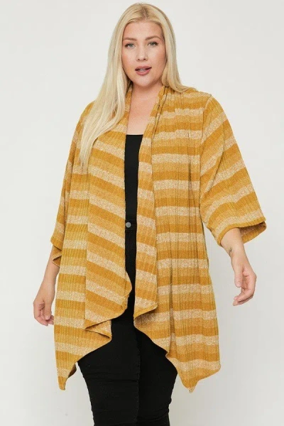 Truedames Women's Kimono Style Striped Cardigan In Yellow