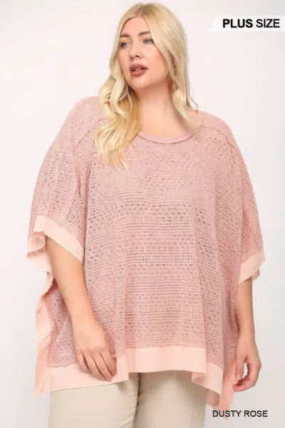 Truedames Women's Light Knit And Woven Mixed Boxy Top With Poncho Sleeve In Black