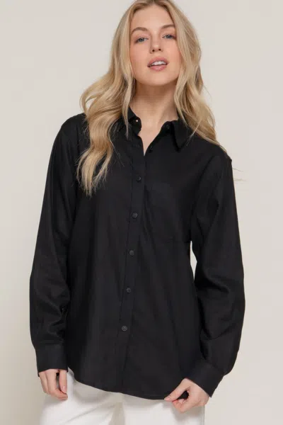Truedames Women's Long Sleeve Linen Blend Shirt In Black