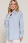 Truedames Women's Long Sleeve Linen Blend Shirt In Blue