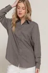 Truedames Women's Long Sleeve Linen Blend Shirt In Gray