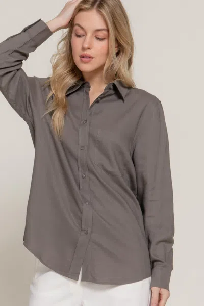 Truedames Women's Long Sleeve Linen Blend Shirt In Gray