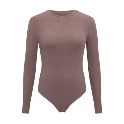 Truedames Women Long Sleeve O Neck Tight Skinny Skims Style Replacement Ribbed Bodysuit In Green