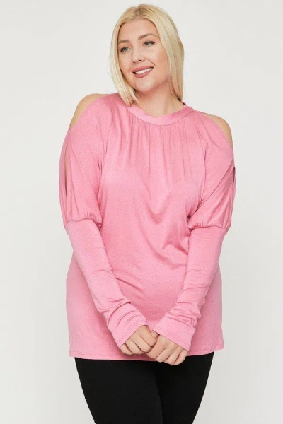 Truedames Women's Long Sleeves Solid Top In Pink