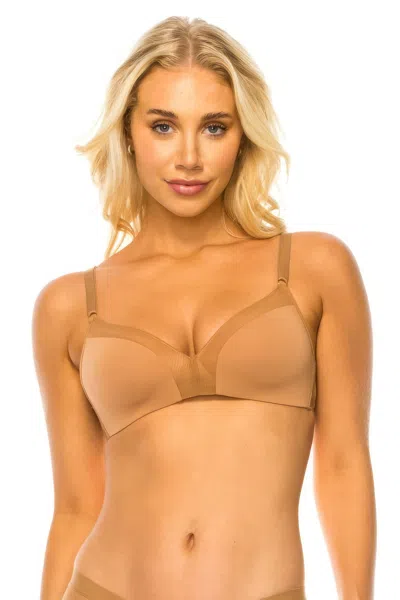 Truedames Women's Mesh Band No Wire Bra In Brown