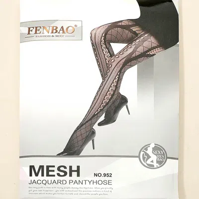 Truedames Women Mesh Jacquard Pattern Fishnet Cutout Pantyhose Tights In Black