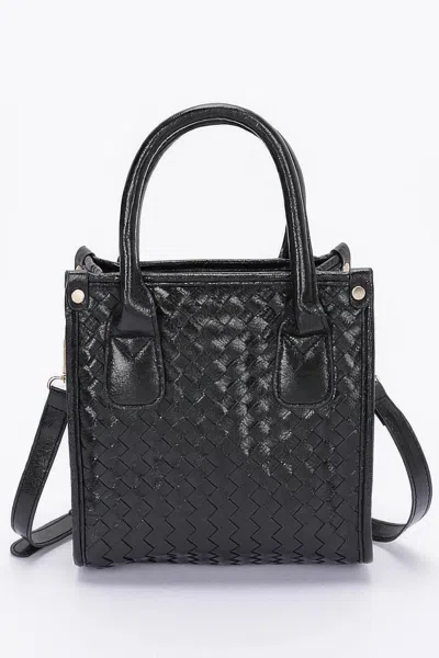Truedames Women's Metallic Braided Tote Bag In Black