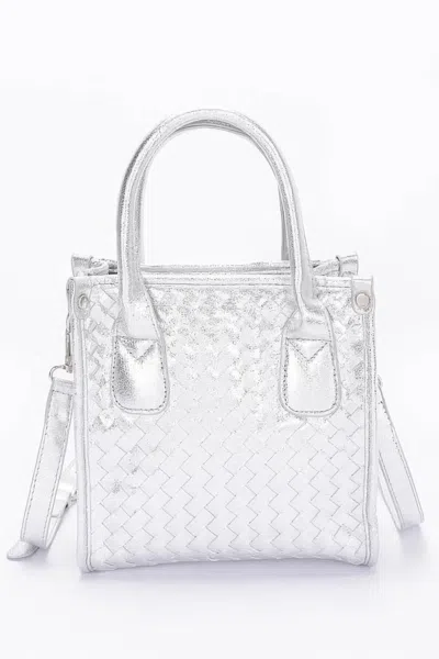 Truedames Women's Metallic Braided Tote Bag In Silver