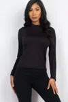 Truedames Women's Mock Neck Solid Long Sleeve Top In Black