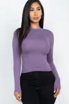 Truedames Women's Mock Neck Solid Long Sleeve Top In Purple