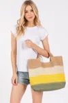 Truedames Women's Multi Color Stripe Tote Bag In Yellow