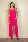 Truedames Notched Neck Cami Jumpsuit In Pink