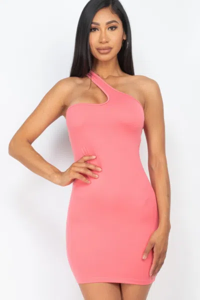 Truedames Women's One Shoulder Bodycon Mini Dress In Pink