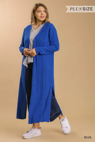 Truedames Women's Open Front Long Body Cardigan In Blue