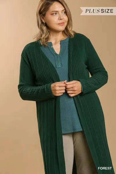 Truedames Women's Open Front Long Body Cardigan In Green