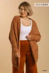 Truedames Women's Open Front Oversized Cardigan Sweater With Pockets In Brown