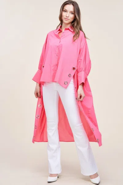 Truedames Women's Oversized Shirt With Long Back In Pink