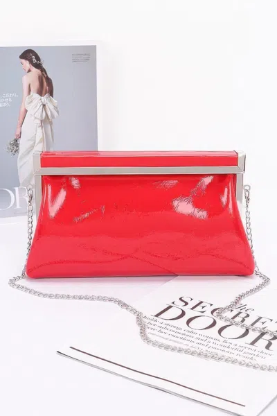 Truedames Women's Patent Leather Frame Clutch Bag In Red