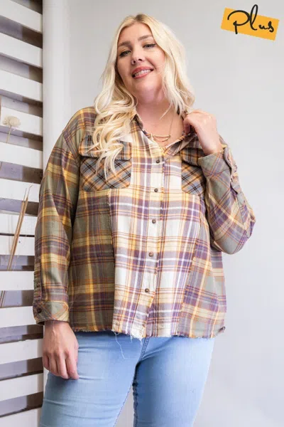 Truedames Women's Plaid Mix Button Down Shirt In Multi
