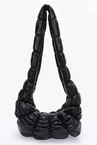 Truedames Women's Pleated Faux Leather Crossbody Bag In Black