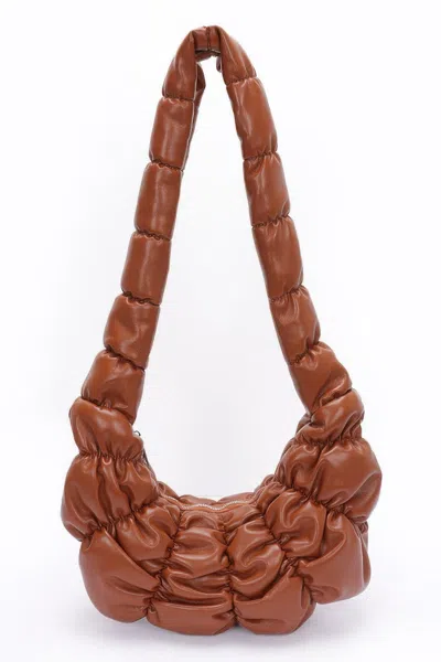 Truedames Women's Pleated Faux Leather Crossbody Bag In Brown