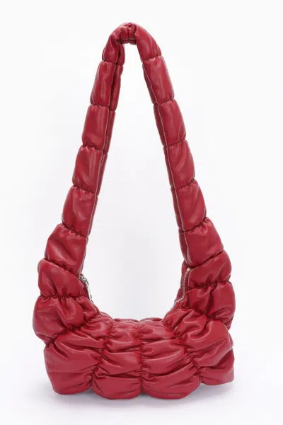Truedames Women's Pleated Faux Leather Crossbody Bag In White
