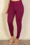 Truedames Women's Plus Basic Solid Leggings In Burgundy