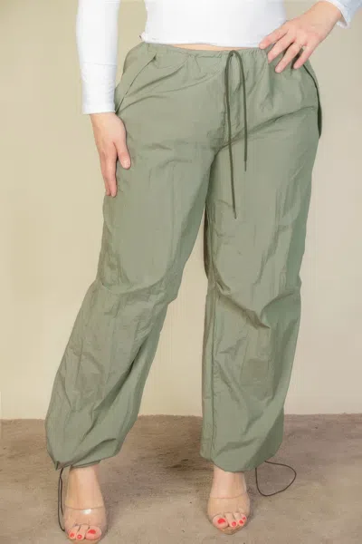 Truedames Women's Plus Size Drawstring Waist Parachute Pants In Green