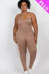 Truedames Women's Plus Size Solid Bodycon Cami Jumpsuit In Neutral