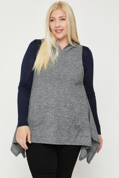 Truedames Women's Plus Size Two Tone Knit, Sleeveless Top In Gray