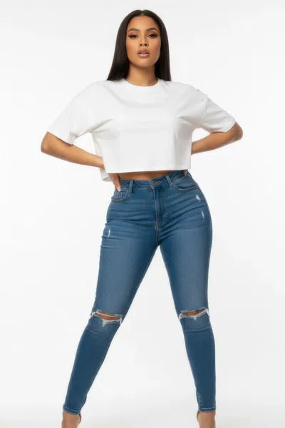 Truedames Women's Premium Short Sleeve Round Neck Basic Crop Top In White