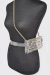 Truedames Women's Rhinestone Clear Belt Bag W/chain In Multi