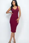 Truedames Plus Size Ribbed Sleeveless Bodycon Midi Dress In Purple