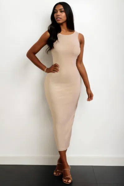 Truedames Women's Ribbed Open Back Sleeveless Maxi Dress In Gray